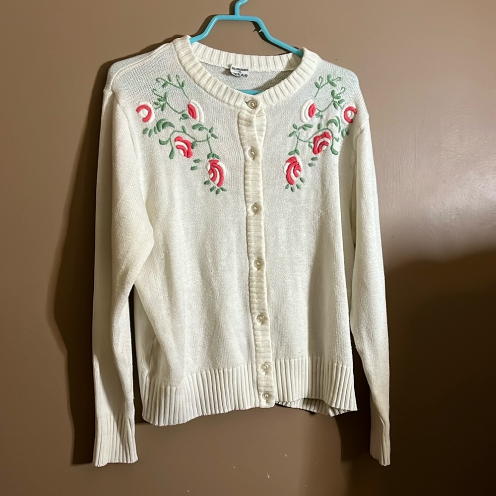 😄MCM button up sweater embroidered